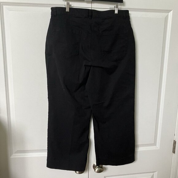 Old Navy Pants Womens 16 High Rise Wide‎ Leg Black Chinos Cropped - Picture 2 of 10